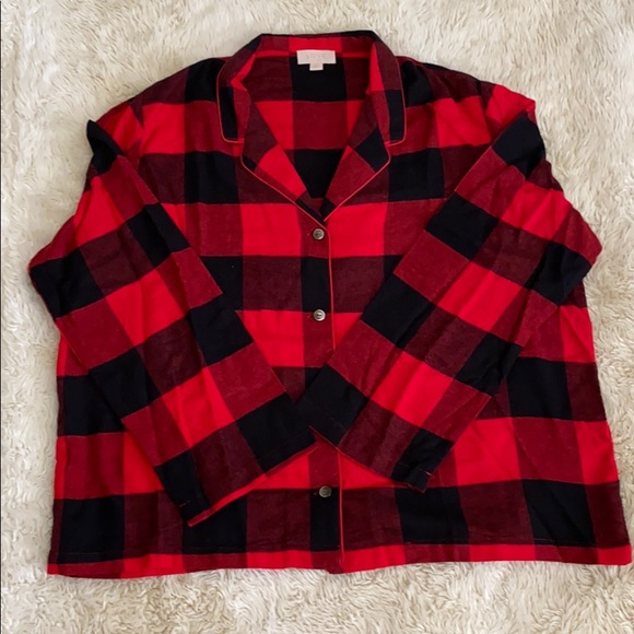 LOVE BY GAP Women’s Flannel Plaid Pajamas/Shorts/Eye Mask Set Size XL NWT - Picture 2 of 13